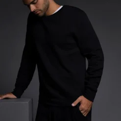 DUAL LAYER Dual Layer*Sweatshirt | Structured Crew Neck Pullover for Men