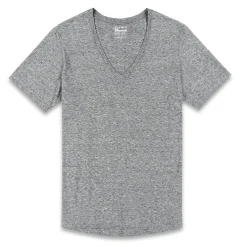 PERFECT PIMA Perfect Pima|Short Sleeve T-shirts*Relaxed Deep V-Neck T-Shirt Grey Heather