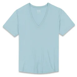 PERFECT PIMA Perfect Pima|Short Sleeve T-shirts*Relaxed Deep V-Neck T-Shirt Blythe Blue
