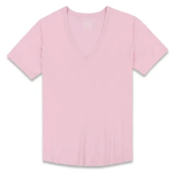 PERFECT PIMA Perfect Pima|Short Sleeve T-shirts*Relaxed Deep V-Neck T-Shirt Pino Pink