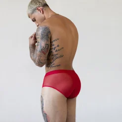 SHEER Sheer|Mid Rise Briefs*Fly Front Brief Rowan Red